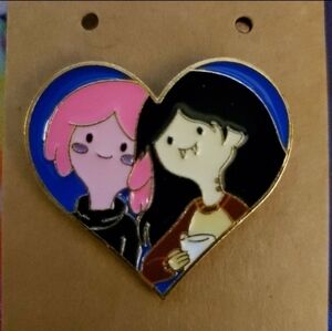 ADVENTURE Time Princess Bubblegum and Marceline Heart Enamel Pin Brooch